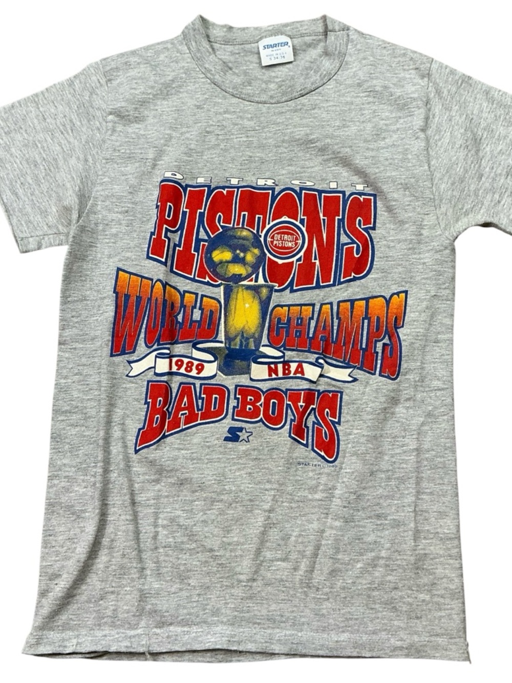 Vintage Detroit Pistons NBA 1989 Bad Boys single stitch T-shirt USA STARTER XS